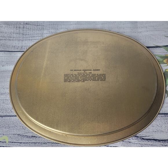 Vintage Currier and Ives Oval Metal Serving Trays 1868 - Picture 9 of 13
